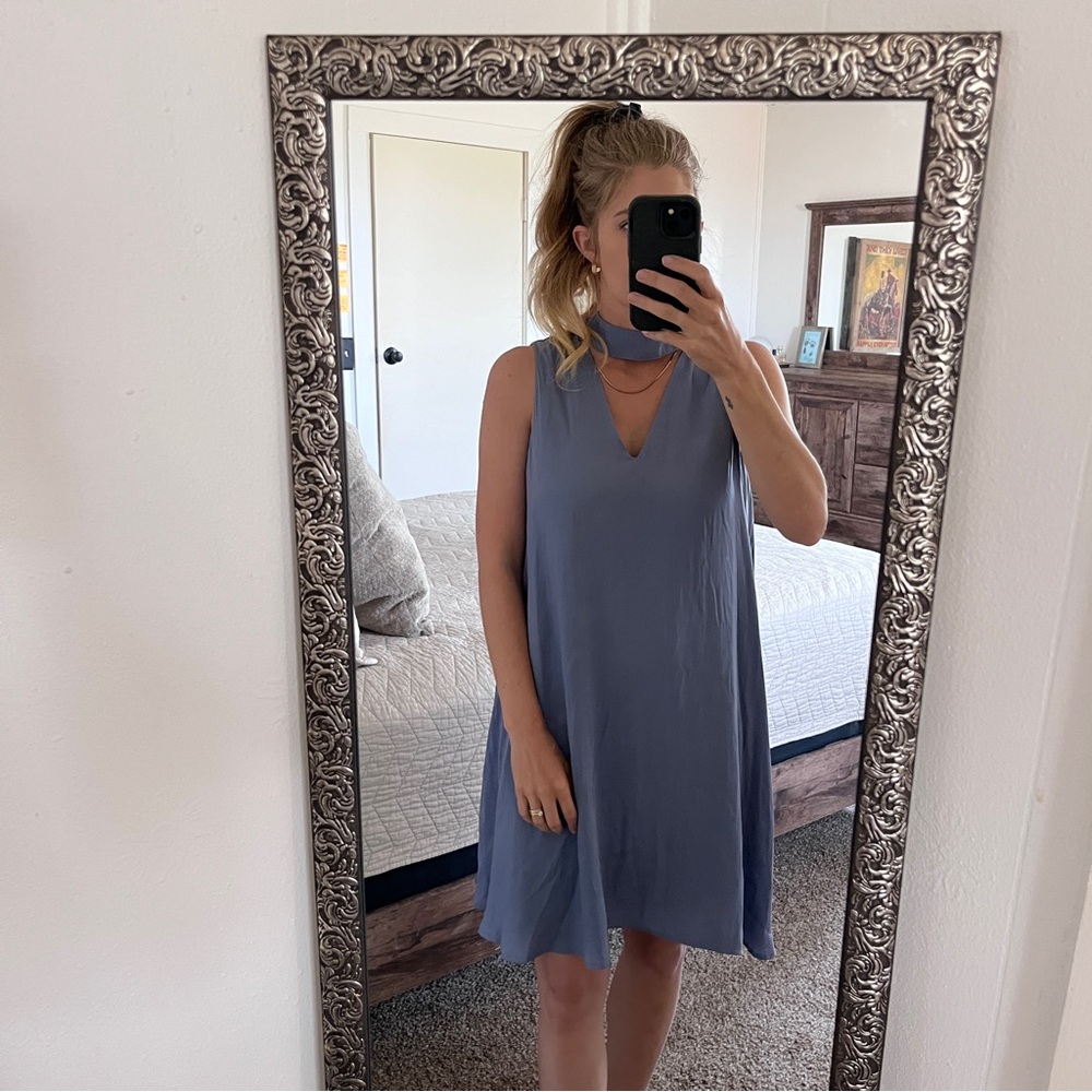 Giani Bini keyhole shift dress blue steel